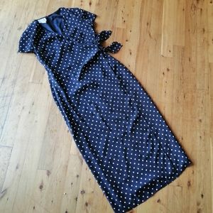 Vtg Summer  polka dot dress sz 10 black white tie